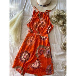 WOMANS SIZE ZERO BRIGHT ORANGE BOHO DRESS